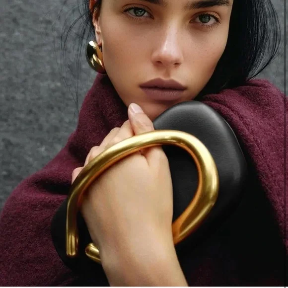 Black Clutch with Gold Accent - Picture 2 of 3